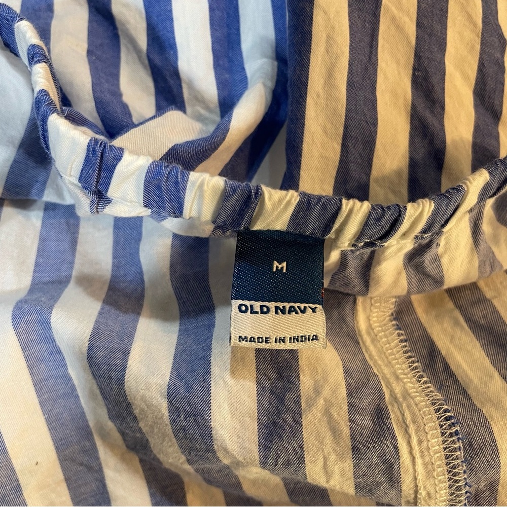 #0249 Old Navy Blue and White Striped Tank Top with Tie Straps-M - Picture 3 of 5